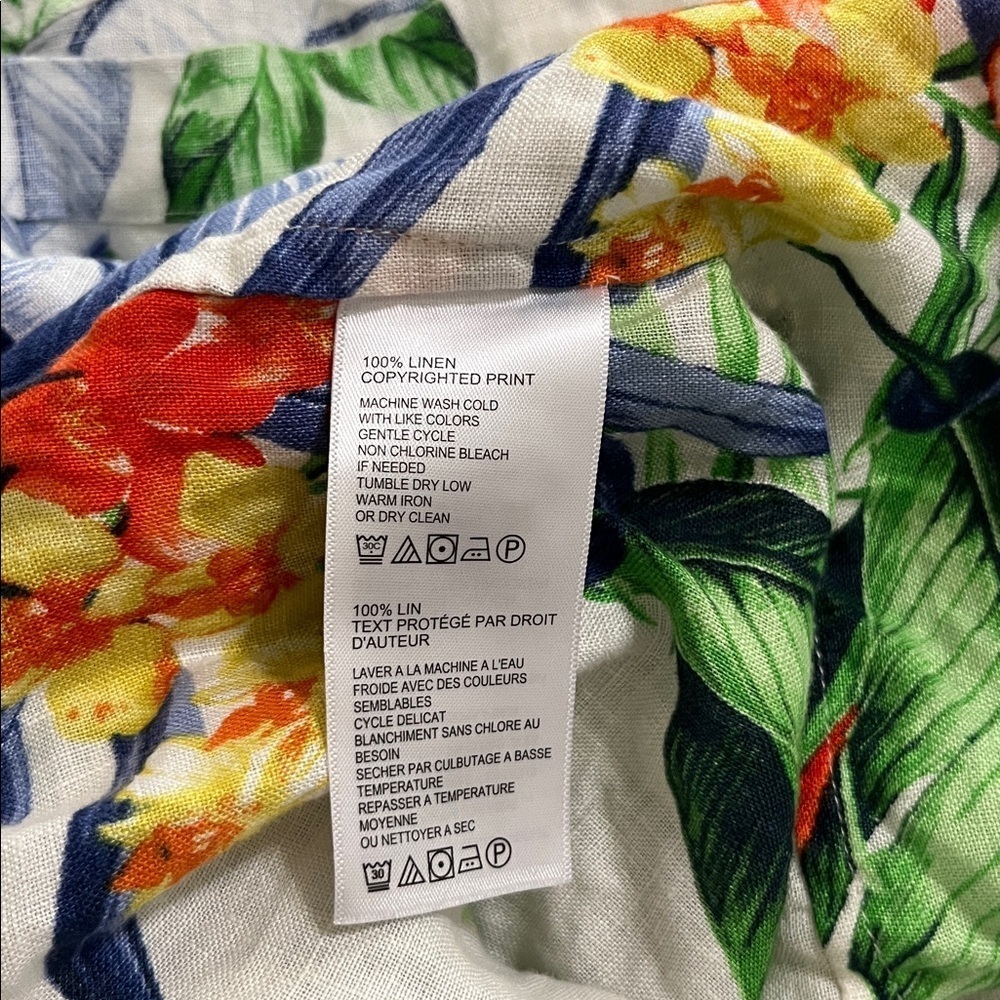 Tommy Bahama Tropical Print Shirt - Green and Orange Accents - Picture 7 of 13